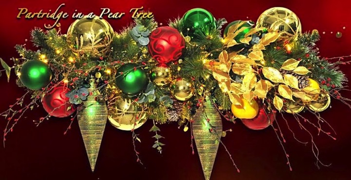 Fibrant red, green & gold wreath by DaSilva's Creations