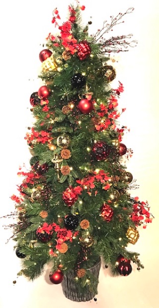 See more details about this red and black color themed tree
